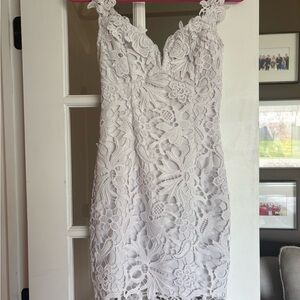 Lulu's White Floral Lace Mini Dress
